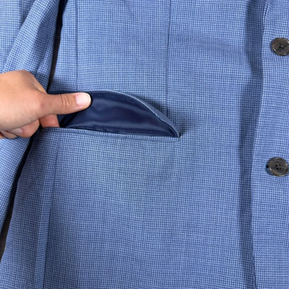 Jos. A. Bank Sport Coat Mens 40 Regular Blue Traveler Tailored Fit 100% Wool
